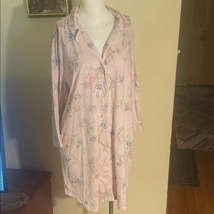Ralph Lauren Cotton Blend Floral Pink Nightshirt